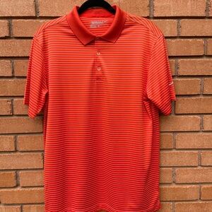 NIKE GOLF DRI-FIT Men's Orange Striped Polo Shirt